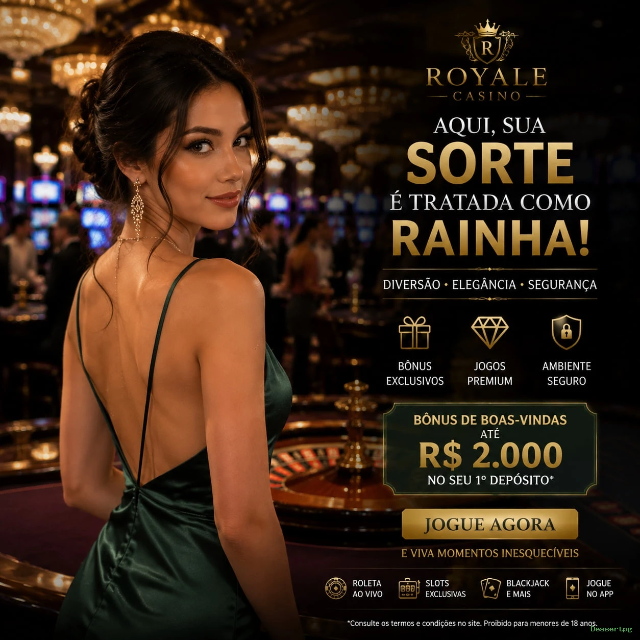 Imagem promocional do cassino online da Dessertpg mostrando jogos ao vivo